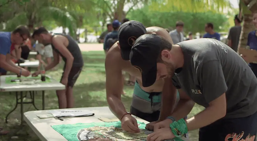 teambuilding activity at a company retreat
